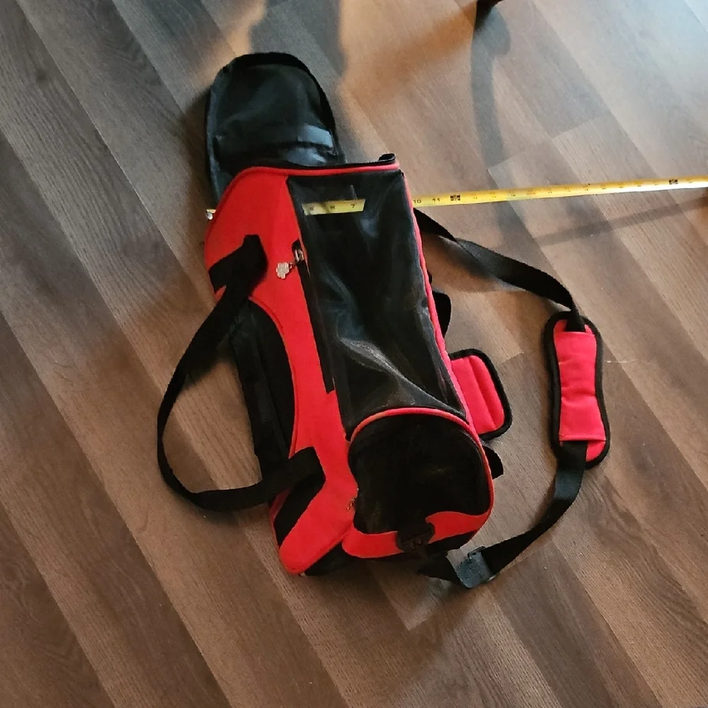 Red Pet Carrier with Black Accents
